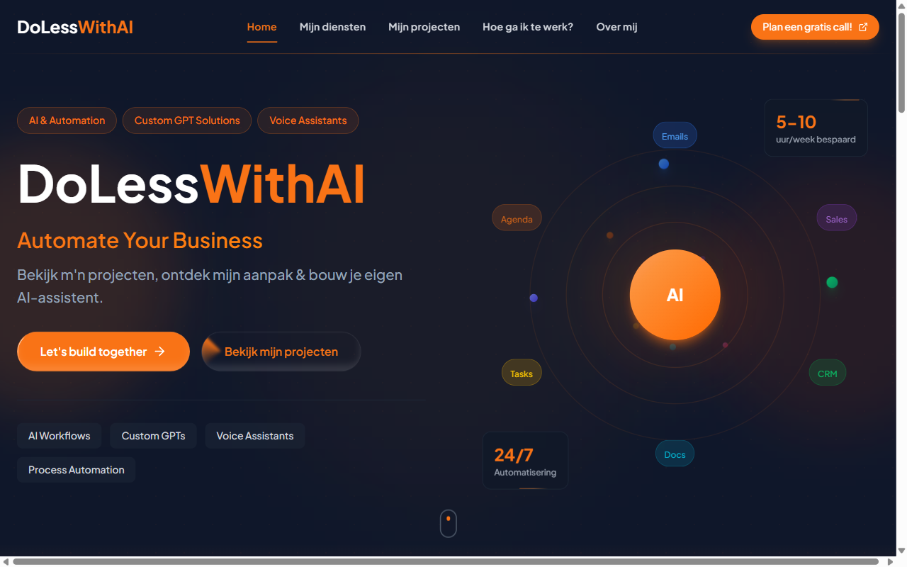 Screenshot van DoLessWithAI